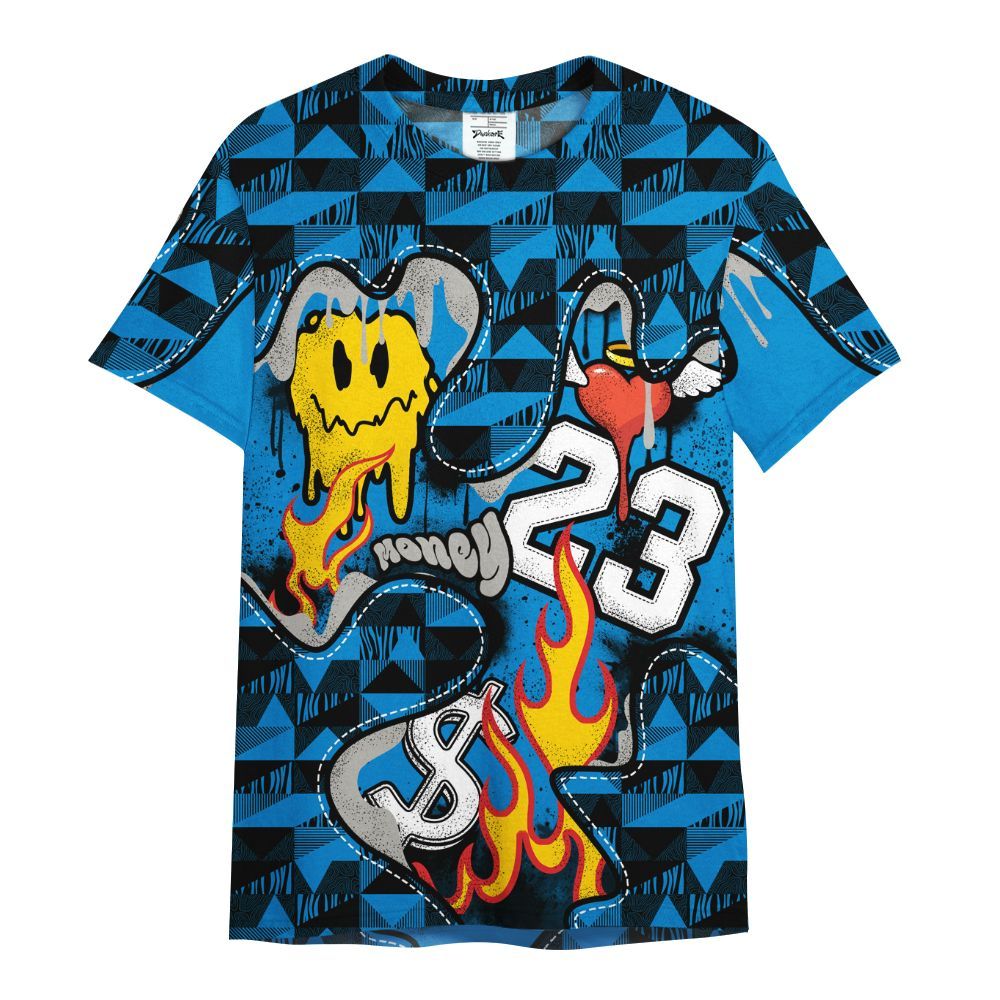 Shirt To Match Industrial Blue 4s - 23 Smile Burning Heart Military Blue 4s All Over Print