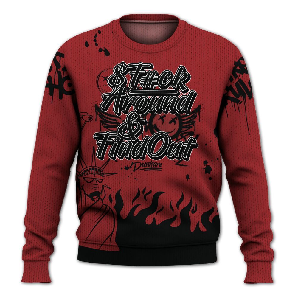 Knitted Sweater To Match Alternate Flu Game 12s - Graphic Fck Around Find Out