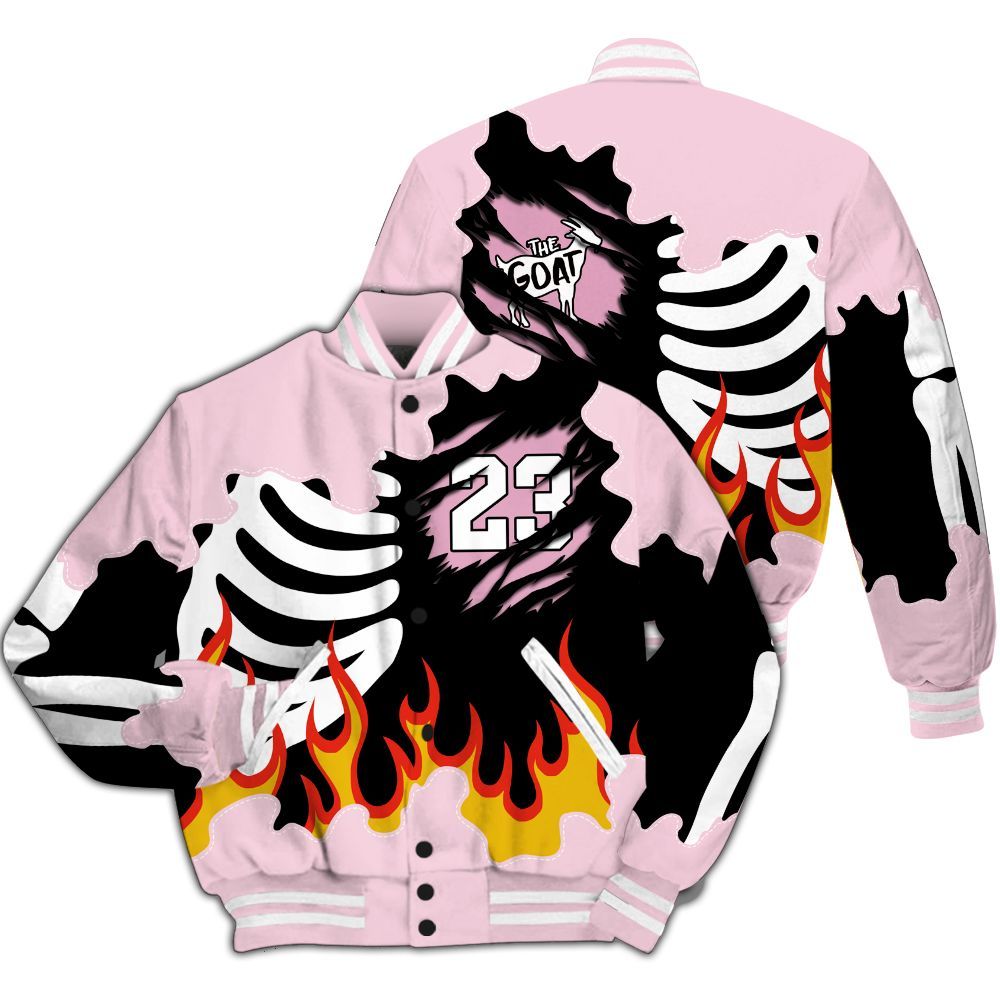Varsity Jacket To Match Orchid 4s - Burning Skeleton 23 G.O.A.T All Over Print