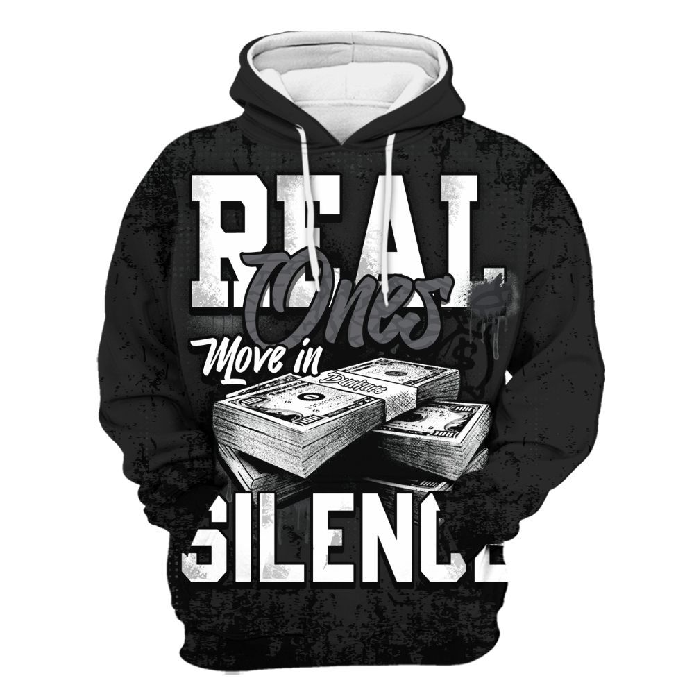 Hoodie To Match Black Cat 3s - Move In Silence Money Street Retro All Over Print