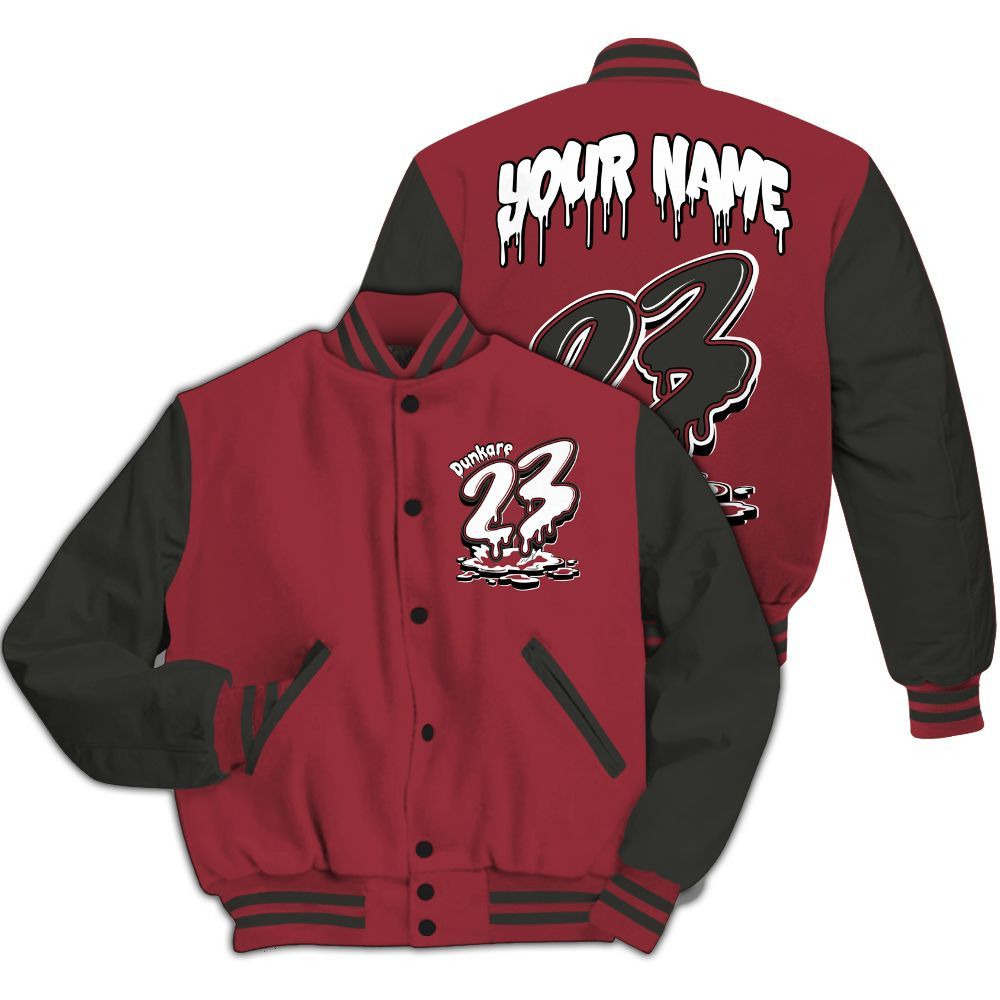Varsity Jacket To Match Black Toe 14s - Custom Name 23 Drip All Over Print