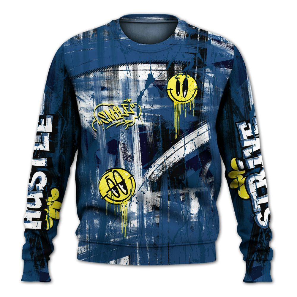 Sweatshirt To Match High OG Midnight Navy 1s - Money Skull Smile Fire All Over Print