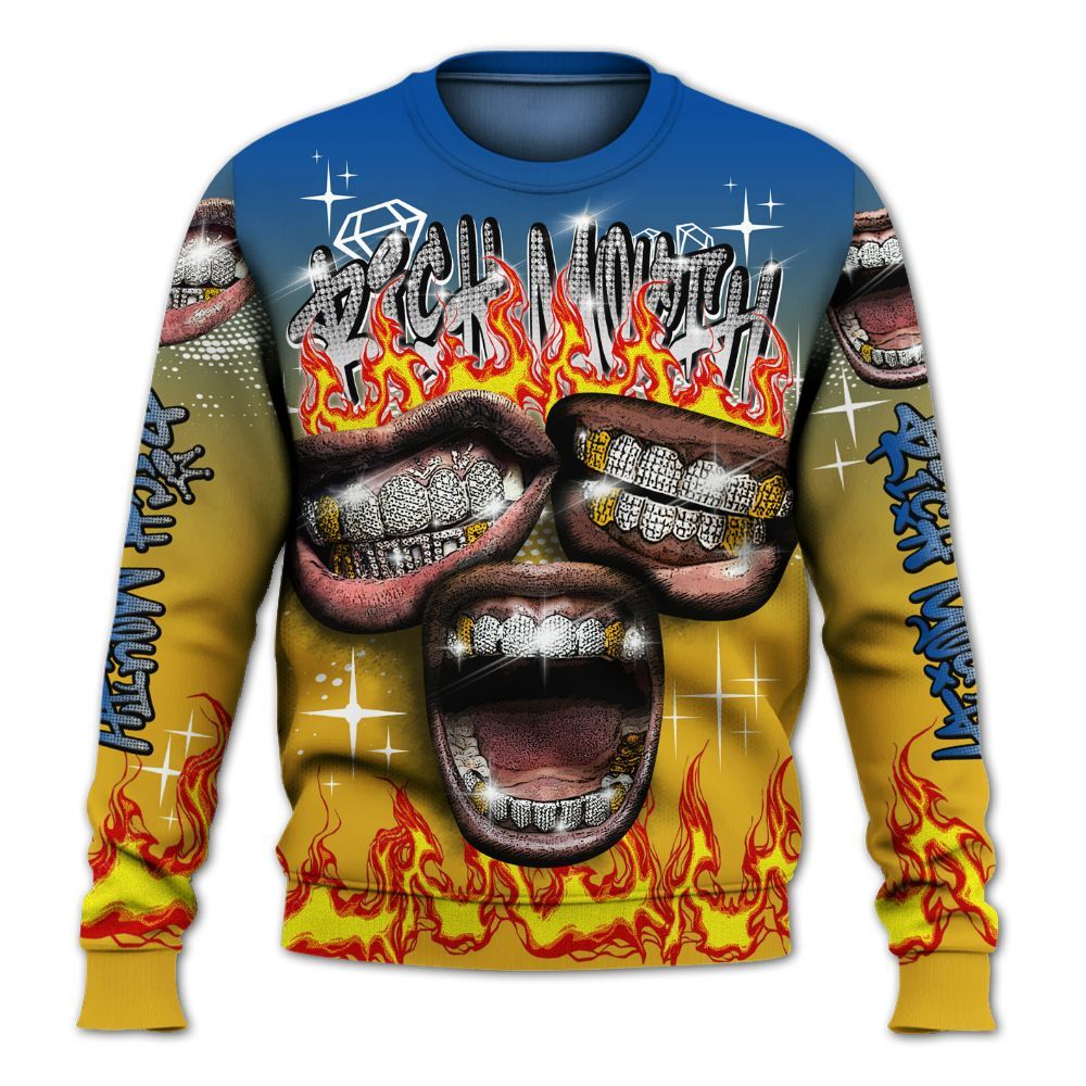 Sweatshirt To Match High Laney 1s - Rich Mouth Fire Rap Retro 90s All Over Print