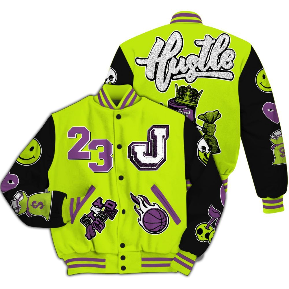 Varsity Jacket To Match GS Black Barely Volt 11s - Hustles Money Number 23 All Over Print