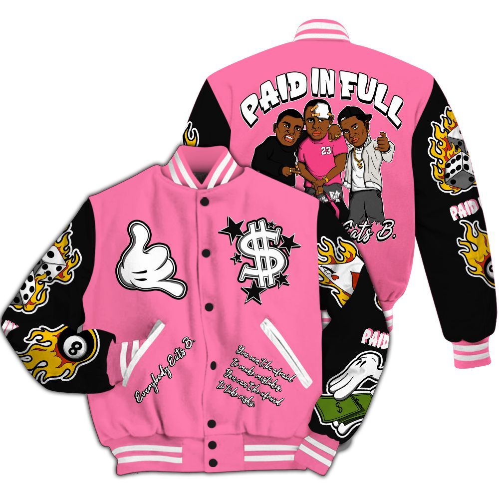 Varsity Jacket To Match Max 95 Pink Glow - Everybody Paid In Full Graphic All Over Print