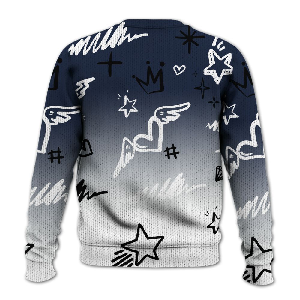 Knitted Sweater To Match Dunk Low White Midnight Navy - Rise Shine Hustle Grind