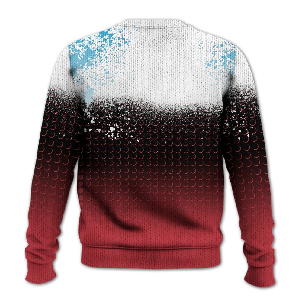 Knitted Sweater To Match High OG University Red Dark Powder Blue 1s - Halftone Time Is Money
