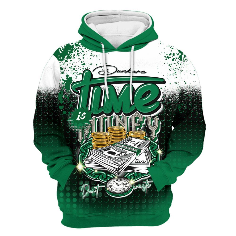 Hoodie To Match Lucky Green 2s - Halftone Time Is Money All Over Print