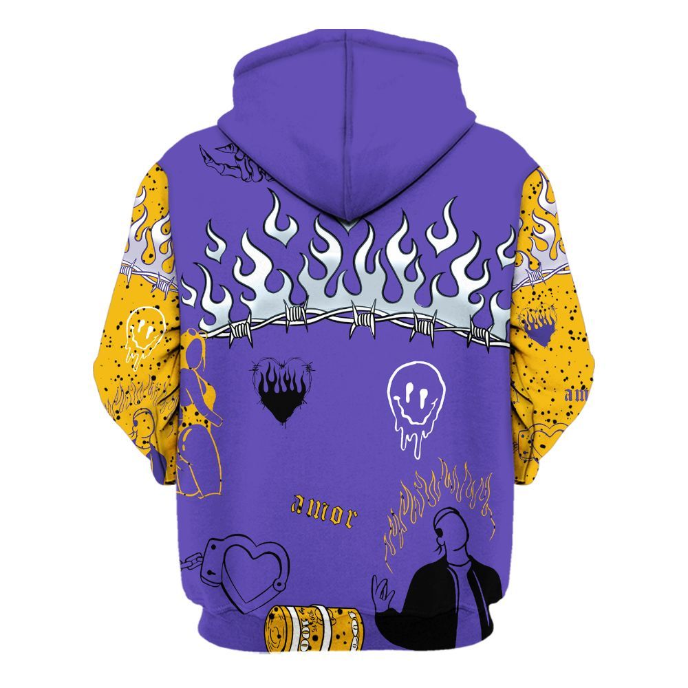 Hoodie To Match Imperial Purple 4s - Snake Trust No One All Over Print
