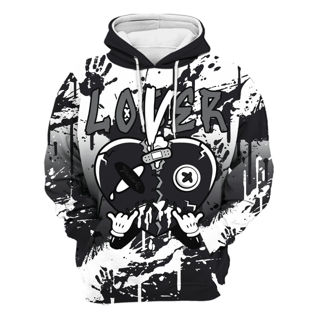 Hoodie To Match White Thunder 4s - Loser Lover Drip Heart All Over Print