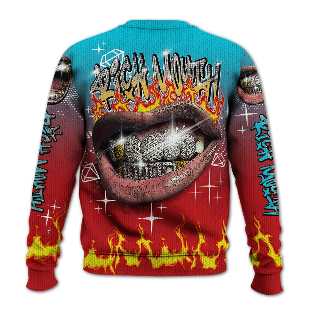 Knitted Sweater To Match Dunk Low Fruity Pebbles - Rich Mouth Fire Rap Retro 90s