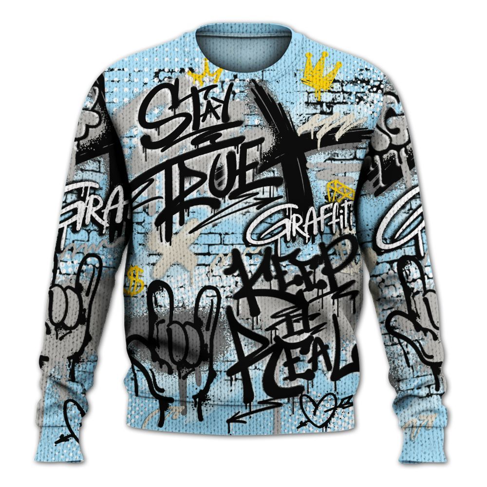 Knitted Sweater To Match Retro SoleFly 13s - True It Real Graffiti Streetwear