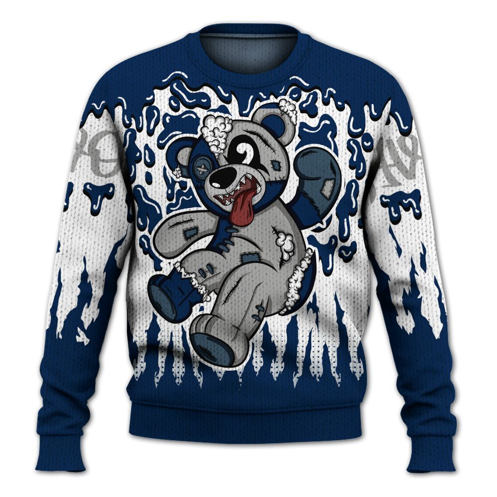 Knitted Sweater To Match SB White Navy 4s - Havok Bear Dripping