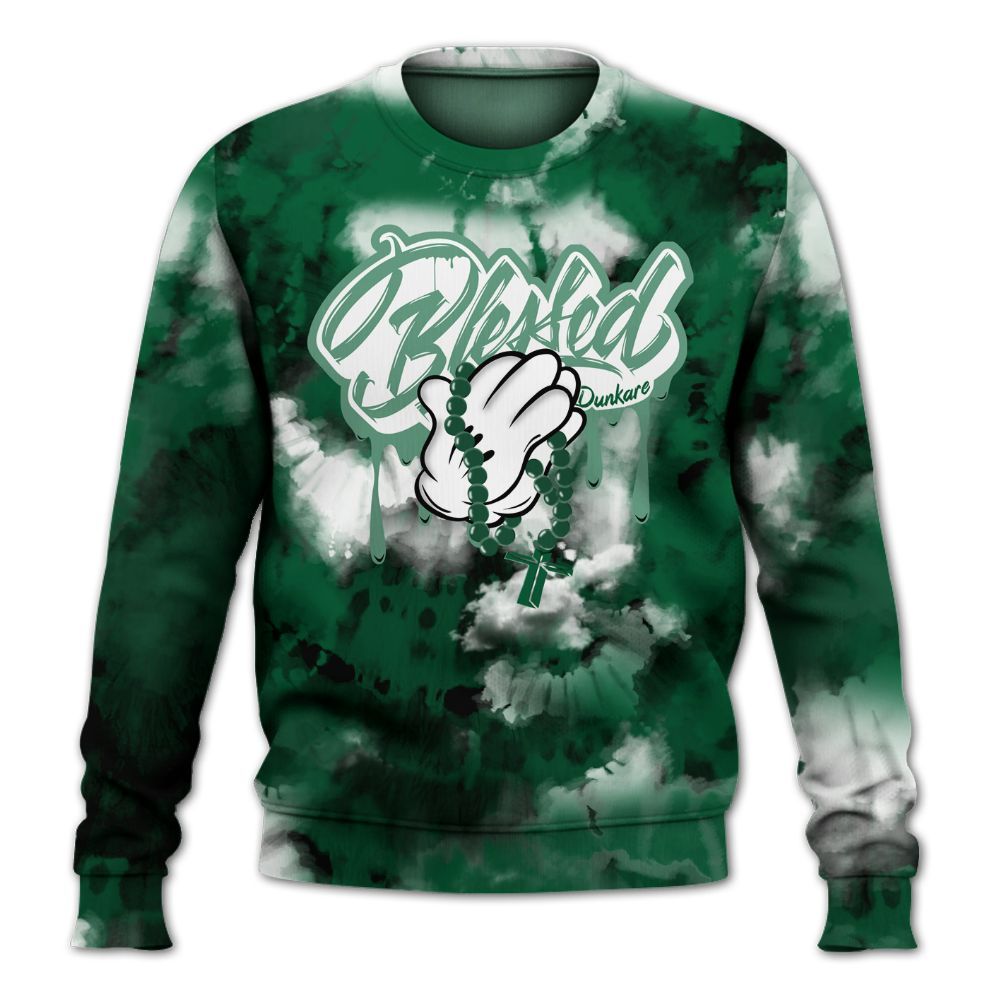 Sweatshirt To Match High Gorge Green 1s - God Blessed Tie Dye All Over Print