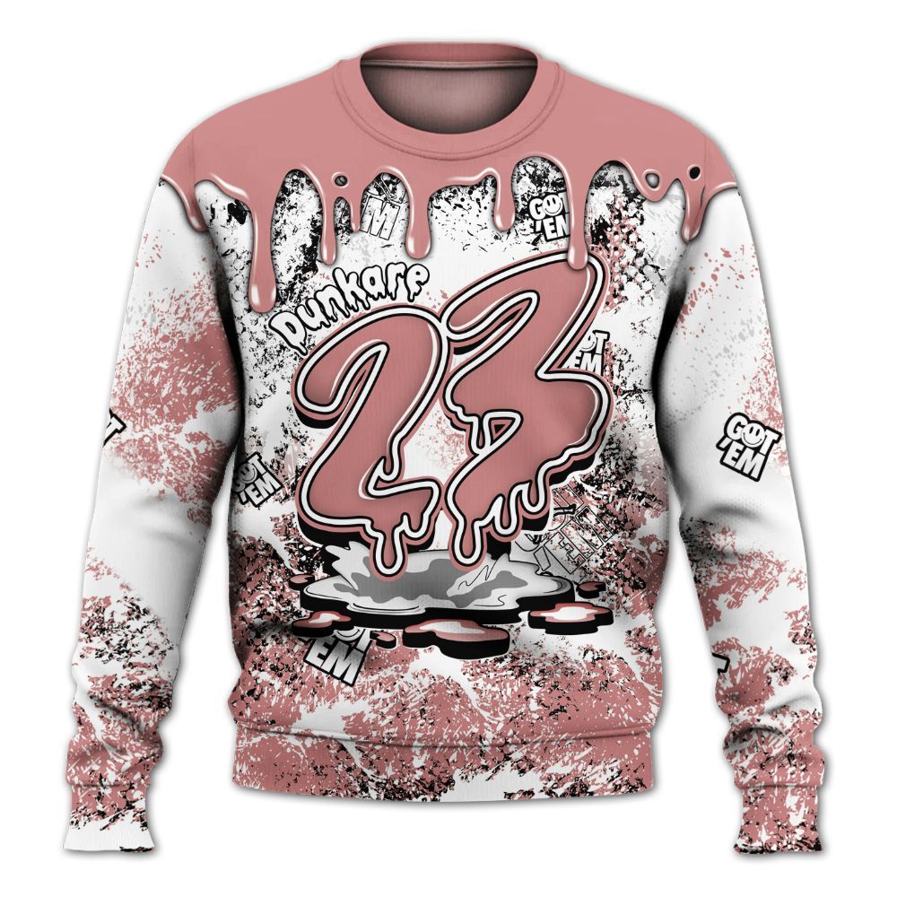 Sweatshirt To Match Low OG Rust Pink 1s - Dripping 23 Drip All Over Print