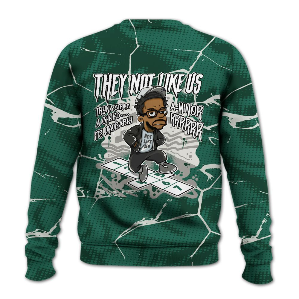 Sweatshirt To Match Oxidized Green 4s - Hopscotch Dislike Us Graphic Crack All Over Print
