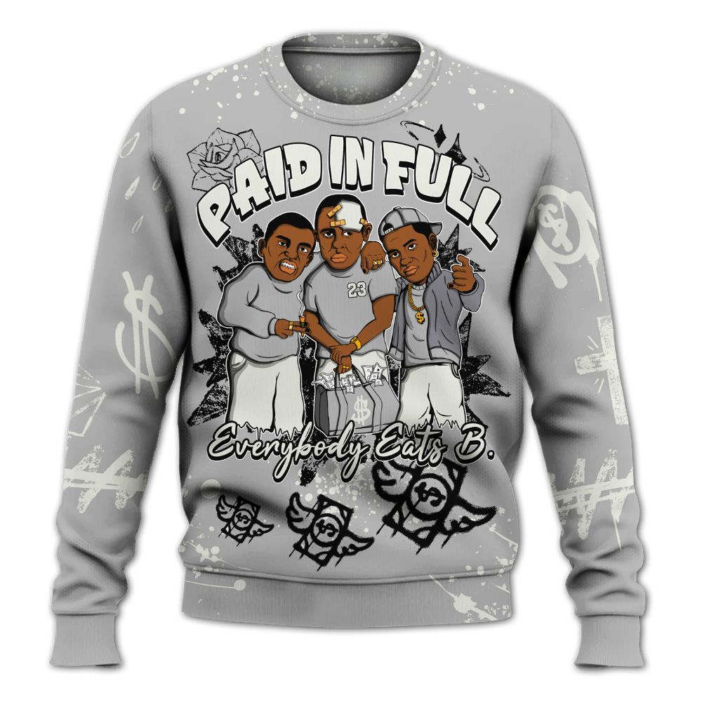 Sweatshirt To Match Cement Grey Silver 3s - Paid In Full Crayon All Over Print