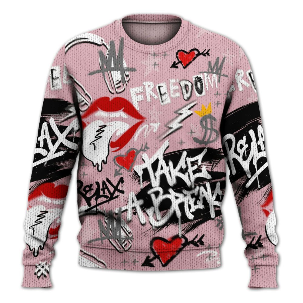 Knitted Sweater To Match Air Max DN Pink Foam - Take Break Freedom Graffiti Streetwear