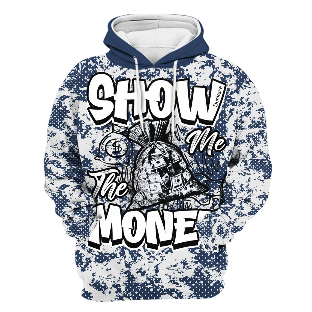 Hoodie To Match Low 85 Metallic Blue 1s - Show Me The Money Retro All Over Print