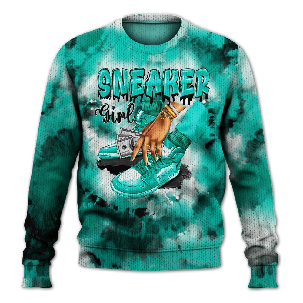 Knitted Sweater To Match Dunk Low Clear Jade - SNEAKER Girl Money Drip Tie Dye