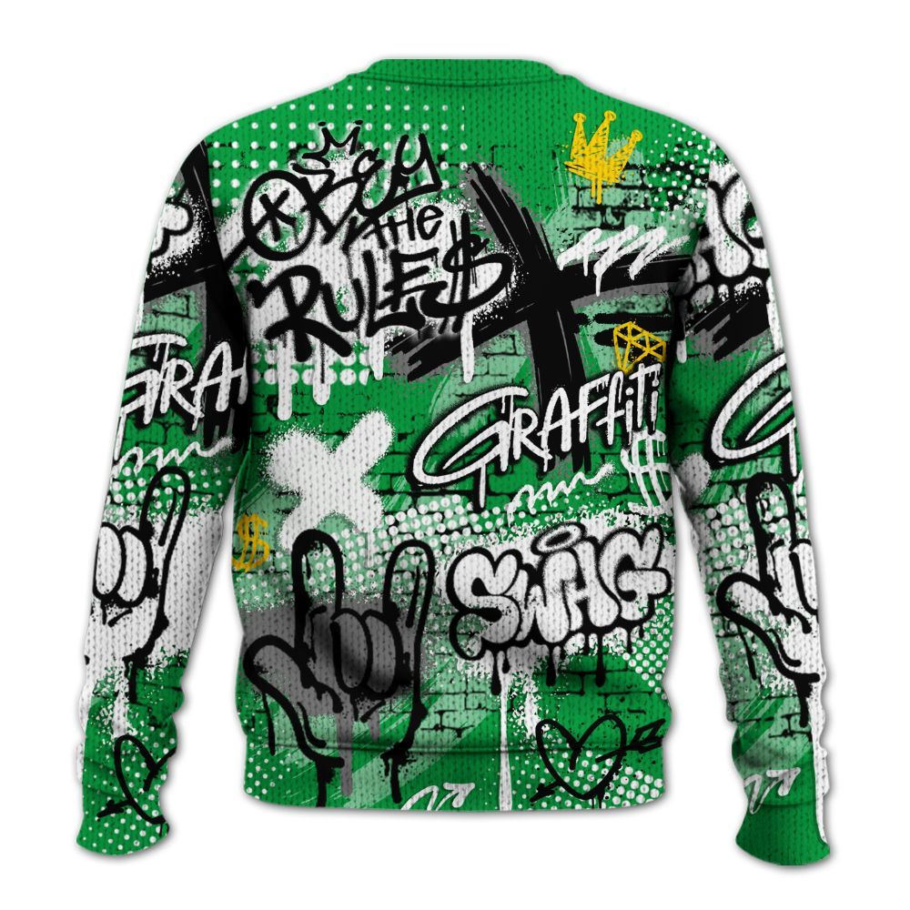 Knitted Sweater To Match Low Lucky Green 1s - True It Real Graffiti Streetwear