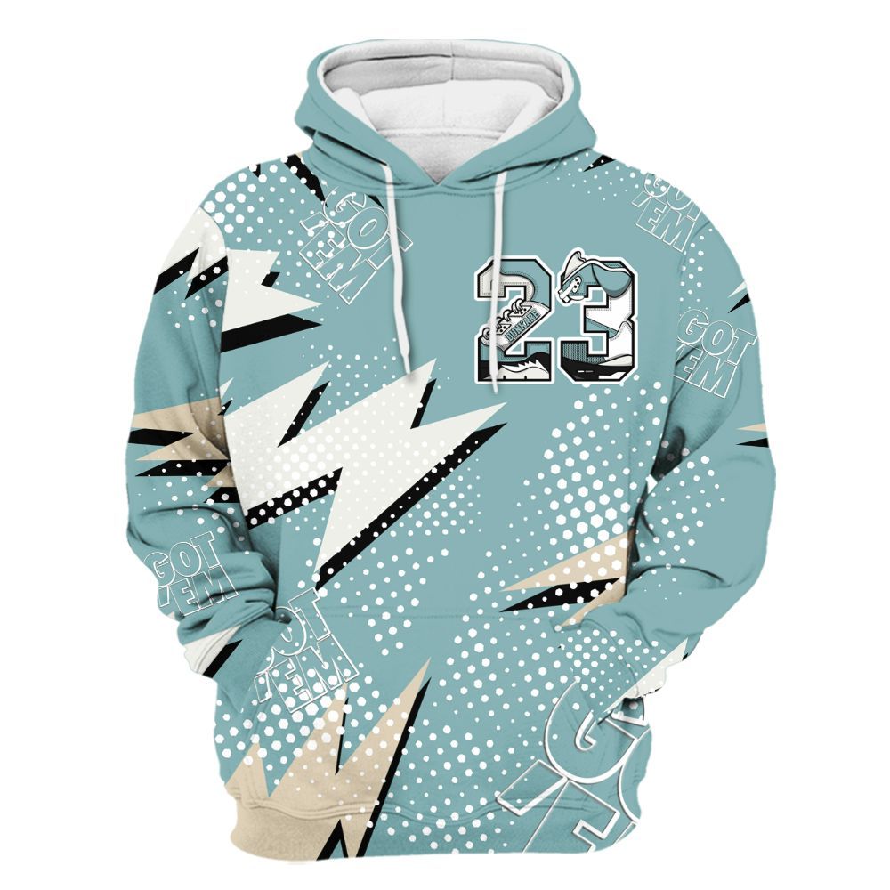 Hoodie To Match Dunk Low Glacier Blue Pale Ivory - Custom Name Number 23 5s All Over Print