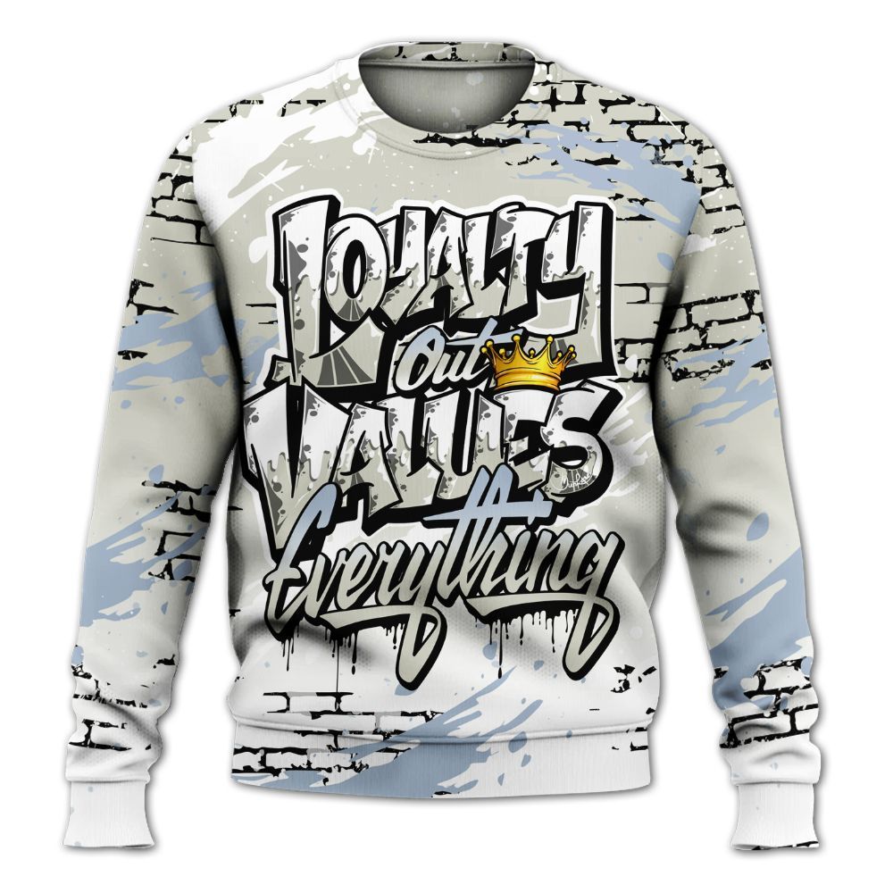 Sweatshirt To Match Low OG Wolf Grey 1s - Values Of Loyalty Drip All Over Print