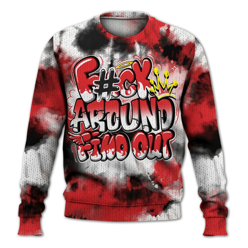 Knitted Sweater To Match Chile Red 9s - Tie Dye FK Around Find Out