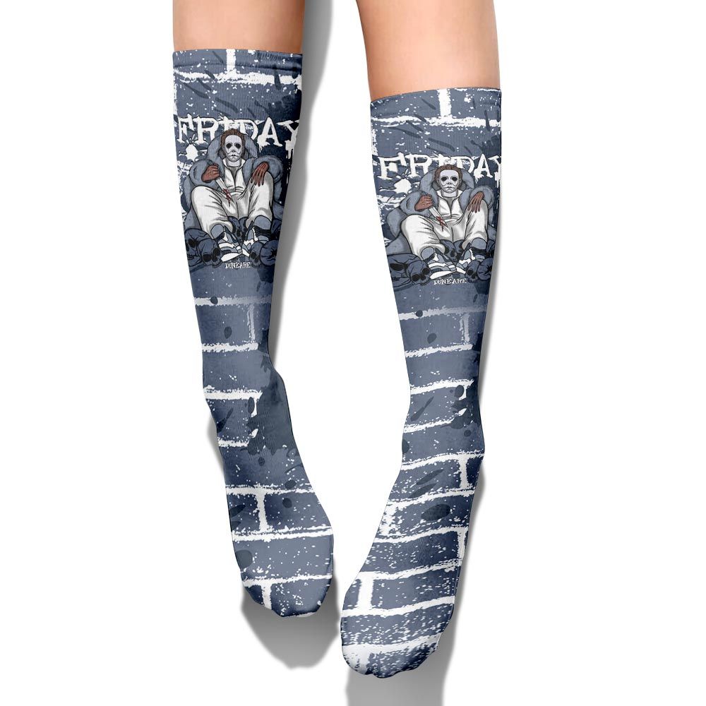 Sock To Match Low Diffused Blue 11s - Friday Halloween Brick