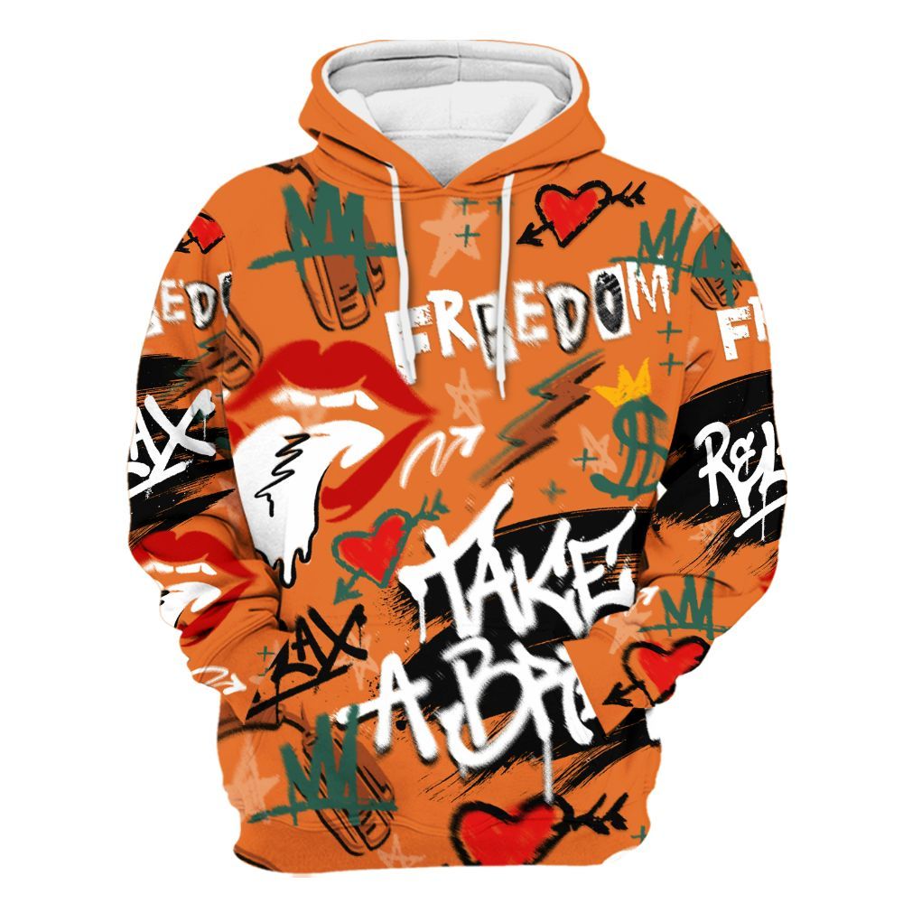 Hoodie To Match Dunk Low Ceramic - Take Break Freedom Graffiti Streetwear All Over Print