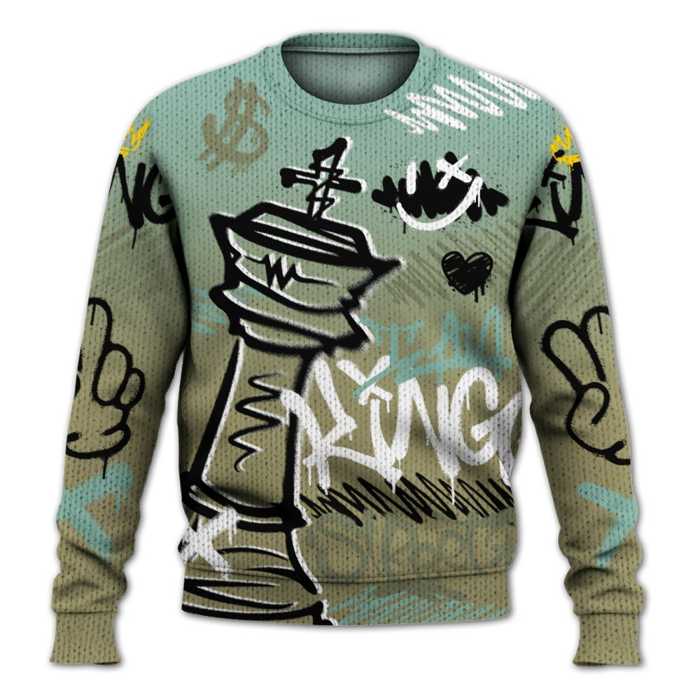 Knitted Sweater To Match Dunk Low Suede Olive Aura - Street King Chess Streetwear