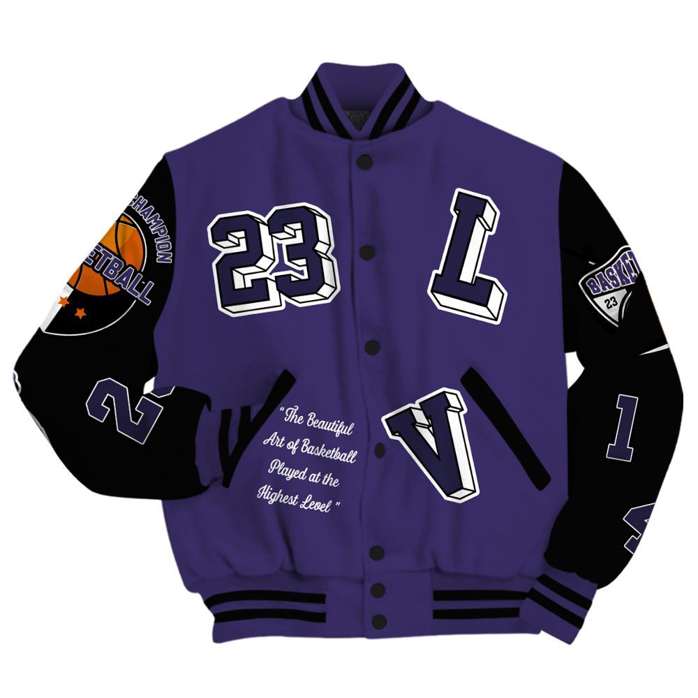 Varsity Jacket To Match Retro Court Purple 13s - The GOAT Got Em Streetwear All Over Print