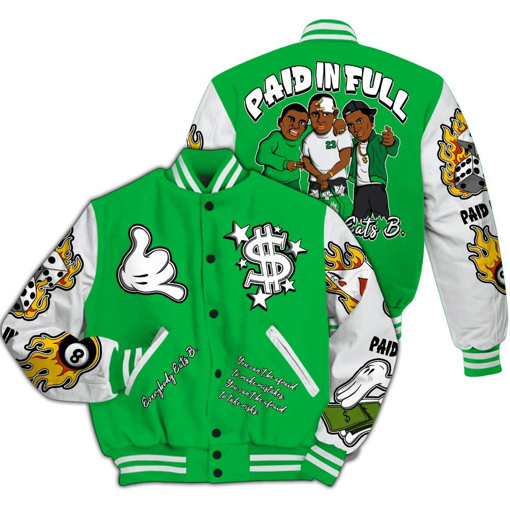 Varsity Jacket To Match Lucky Green 5s - Everybody Paid In Full Graphic All Over Print