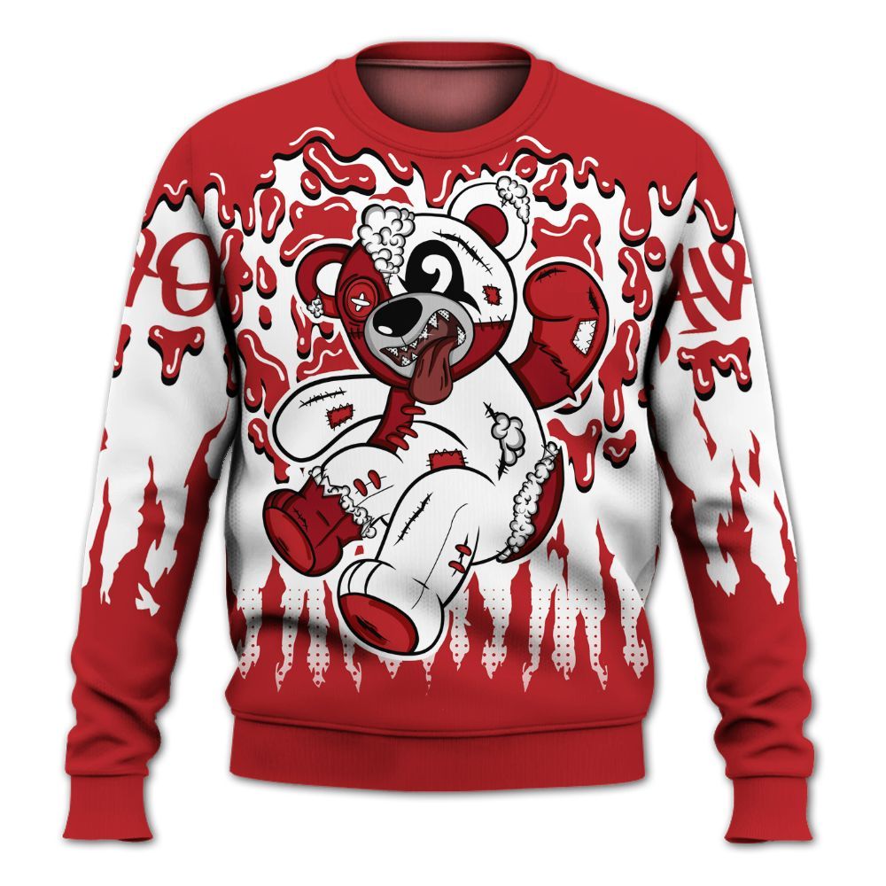 Sweatshirt To Match Retro Cherry 12s - Havok Bear Dripping All Over Print