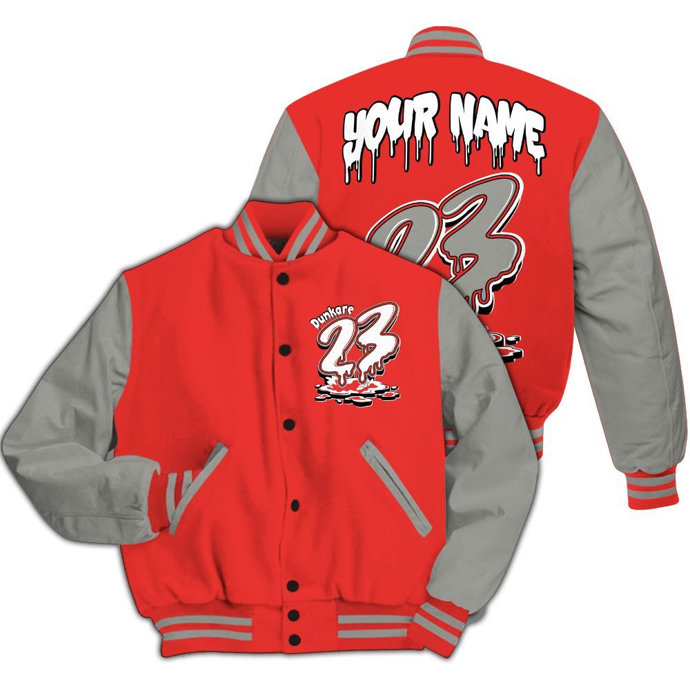 Varsity Jacket To Match Vomero 5 Bright Crimson - Custom Name 23 Drip All Over Print