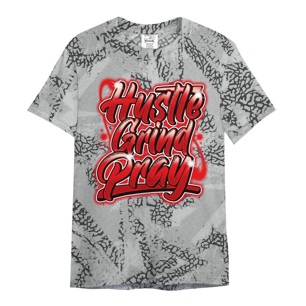 Shirt To Match Cement Grey 3s - Hustles And Prayer Graphic Halftone All Over Print