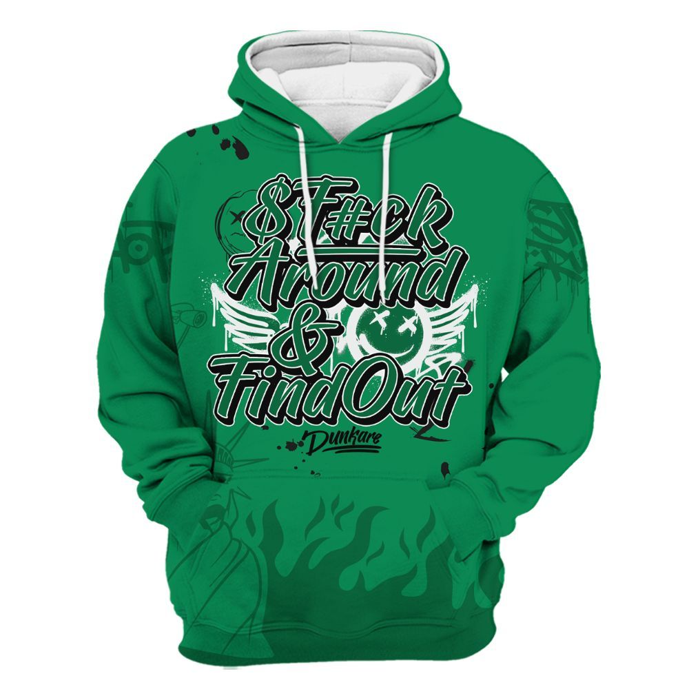Hoodie To Match Mid Lucky Green 1s - Graphic Fck Around Find Out All Over Print
