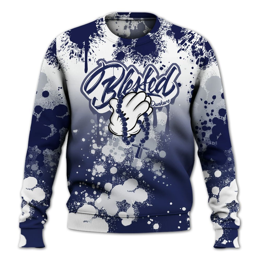 Sweatshirt To Match Midnight Navy 11s - God Blessed Ink Drip All Over Print
