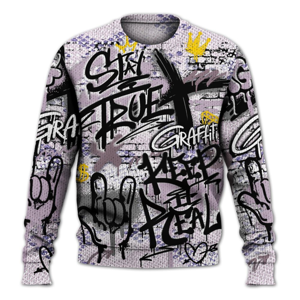 Knitted Sweater To Match Air Force 1 Low Purple Snake - True It Real Graffiti Streetwear