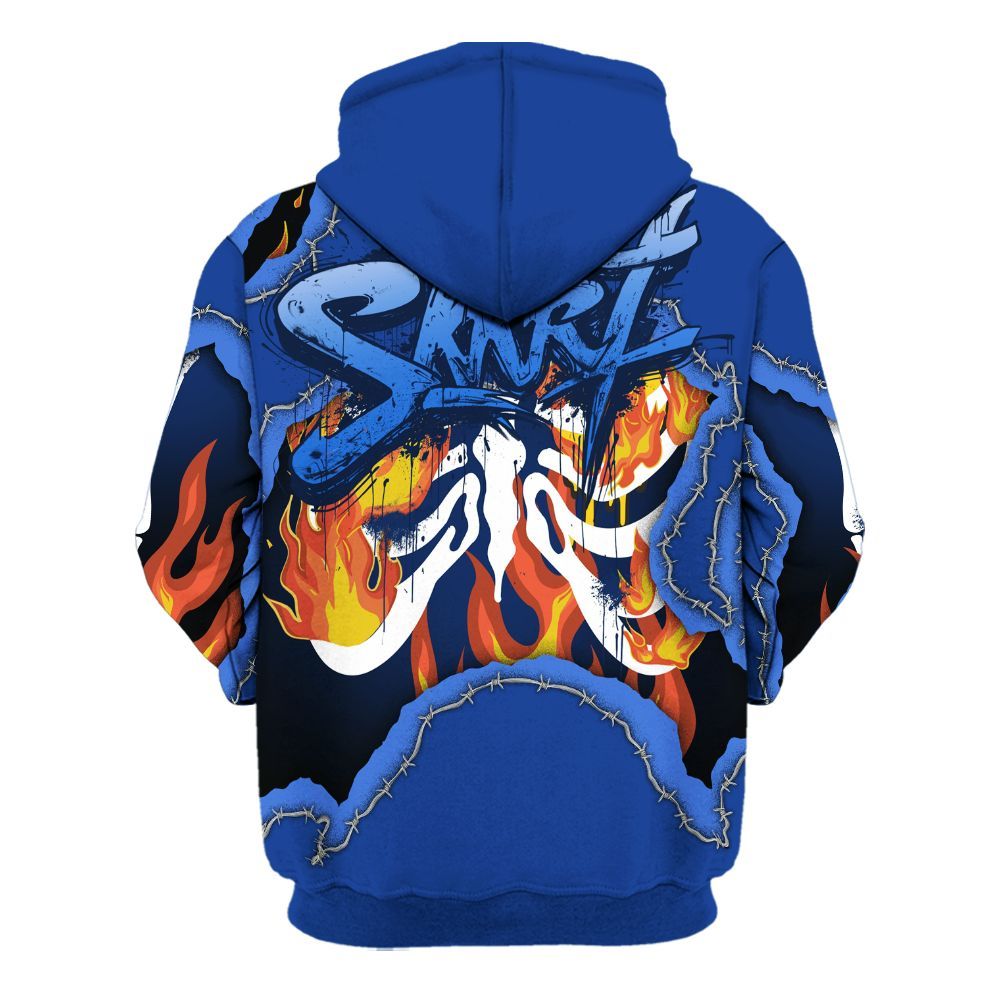 Hoodie To Match Air Foamposite One Royal - Skeleton On Fire Skrrt All Over Print