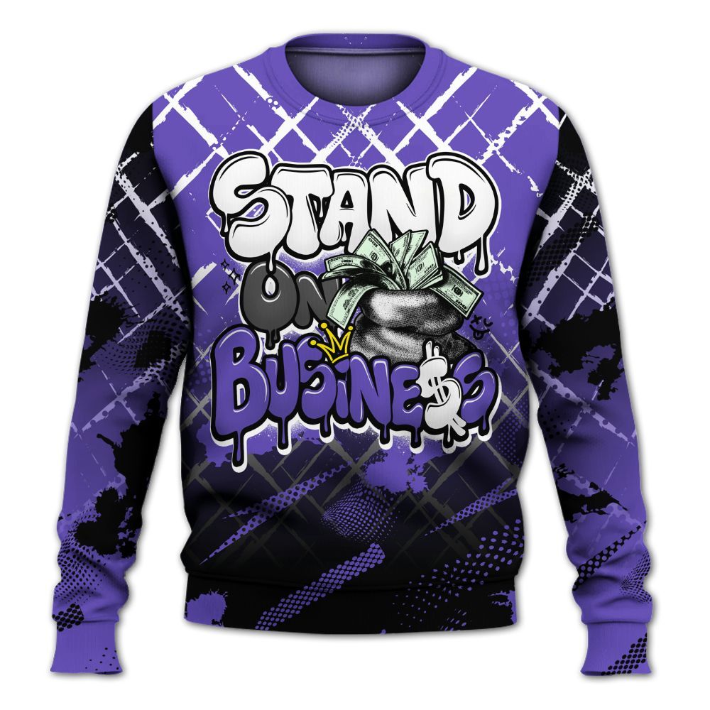 Sweatshirt To Match Field Purple 12s - Halftone Stand Business Dripping All Over Print