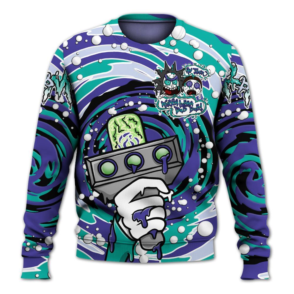 Sweatshirt To Match Retro Grape 5s - Wubba Rick Drip All Over Print