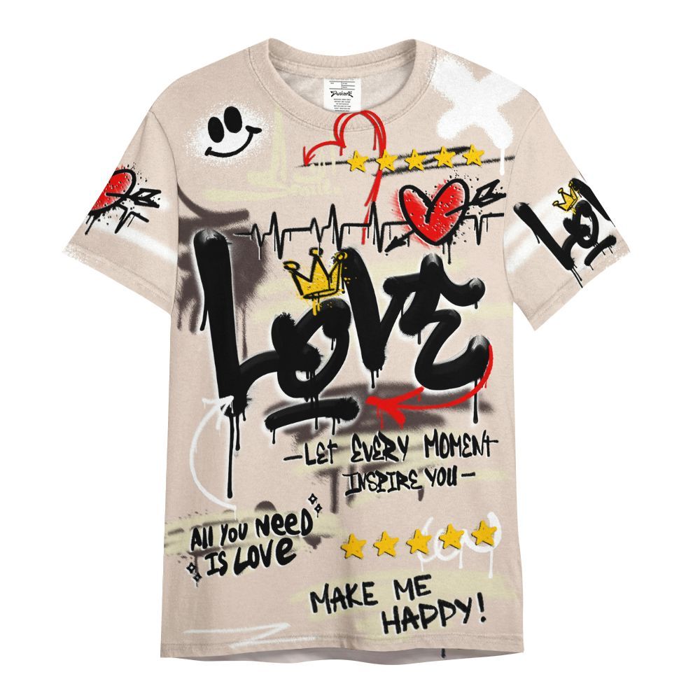Shirt To Match A Ma Maniere X Fossil Stone 4s - Happy Love Beats Graffiti Streetwear All Over Print