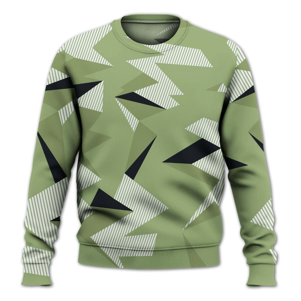 Sweatshirt To Match Oil Green 4s - Geometric Camouflage Pattern All Over Print