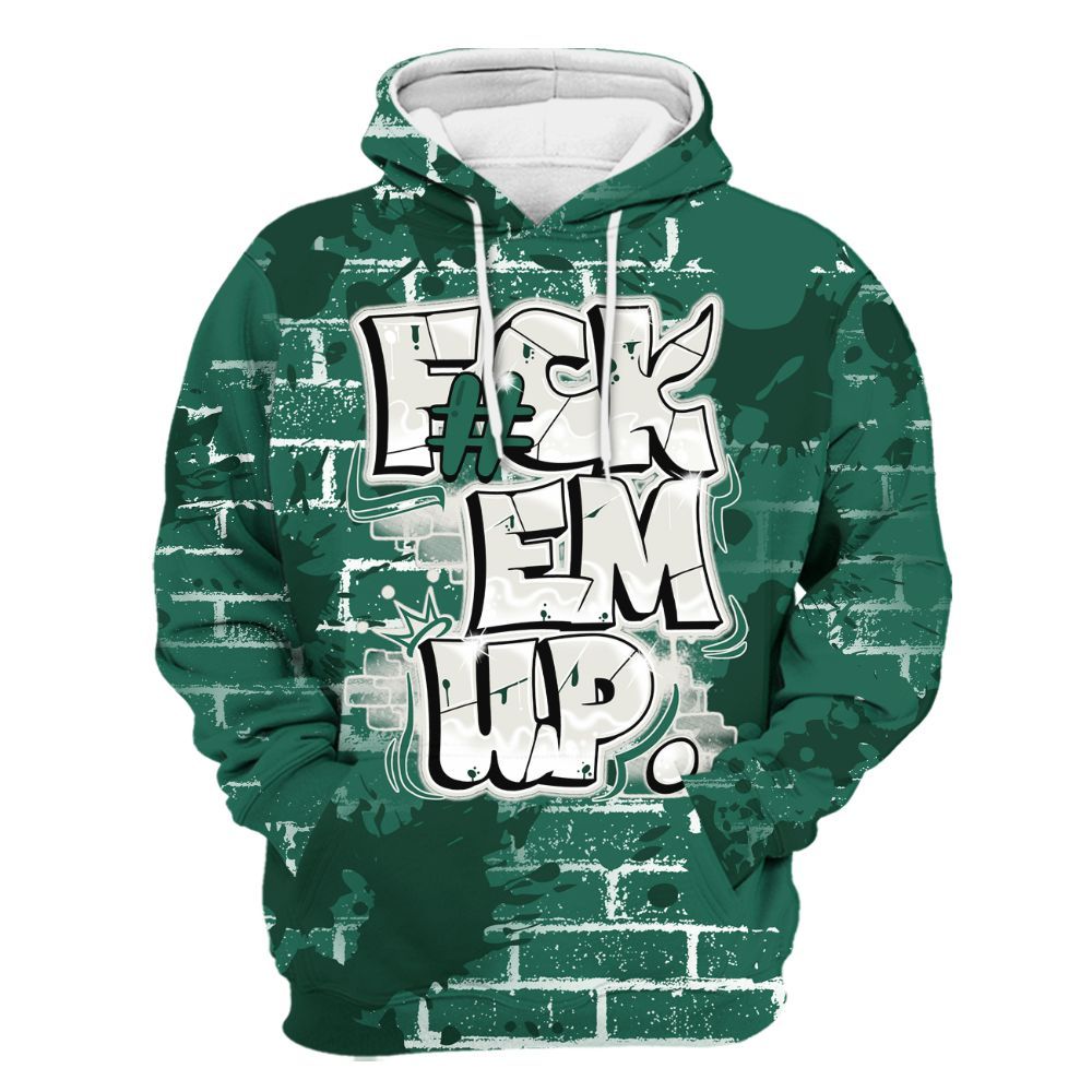 Hoodie To Match Oxidized Green 4s - F#ck Em Graphic Brick Art All Over Print