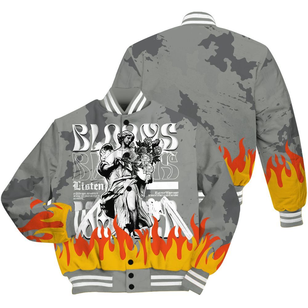 Varsity Jacket To Match Paris Cement Grey 4s - Blooms Whisper Retro All Over Print