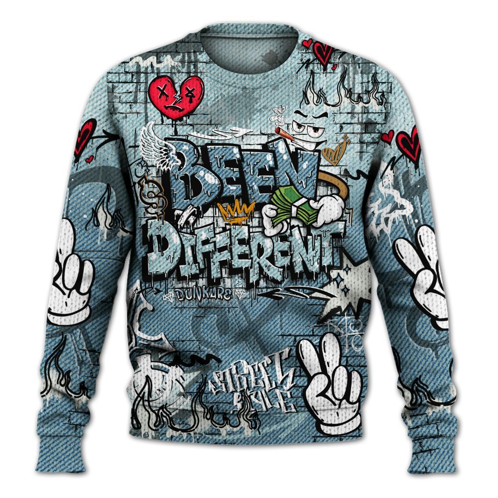 Sweater To Match Denim Worn Blue 2025 4s - Been Dif2erent Drip Graffiti Graphic