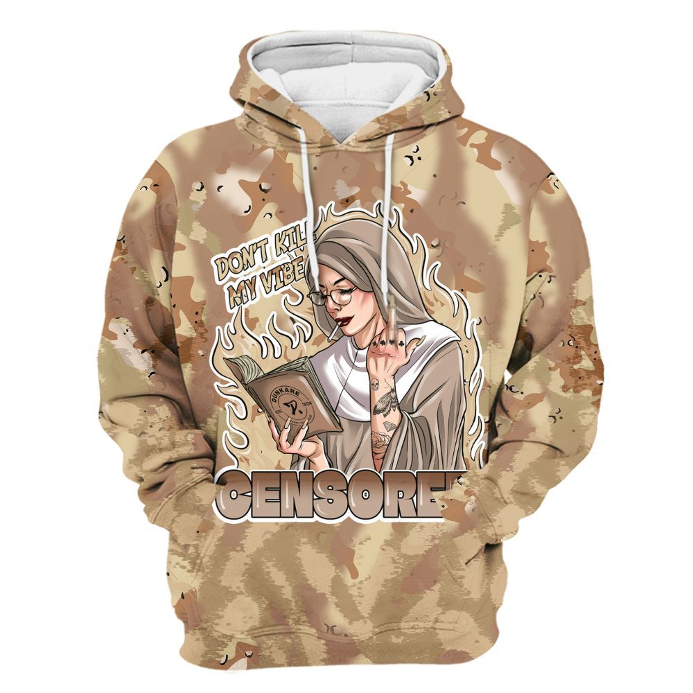Hoodie To Match Desert Camo 3s - Censoredz Burn All Over Print