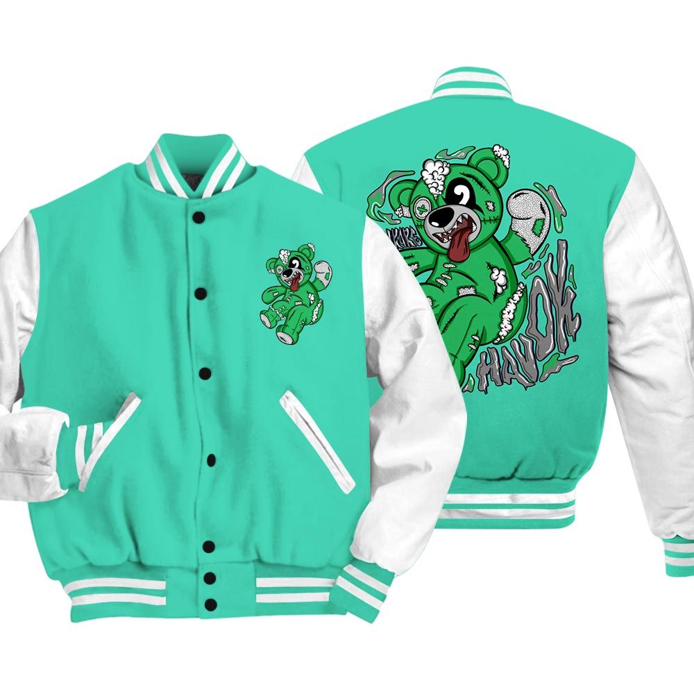 Varsity Jacket To Match Black Green Glow 3s Vasity Jacket - Havok Bear Vasity Jacket Unisex