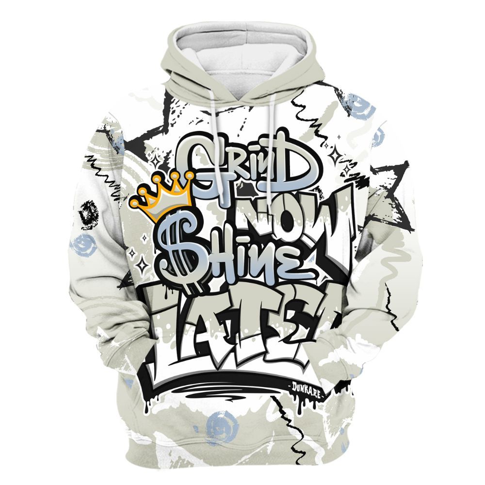 Hoodie To Match Low OG Wolf Grey 1s - Grind Shine Later Drip All Over Print